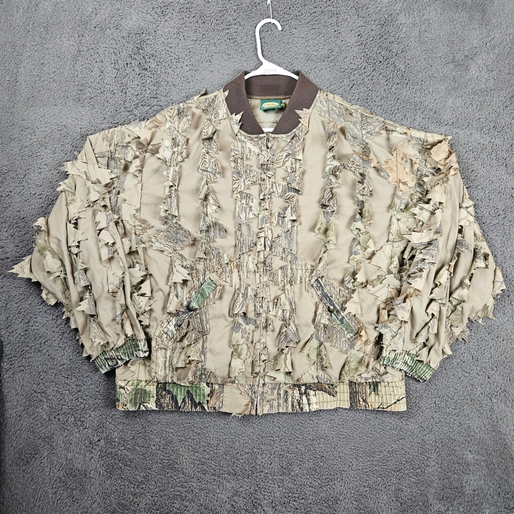 Cabelas Mens 2XL Ghillie Suit Jacket 3D Leafy Camo Full Zip Hunting Made Canada